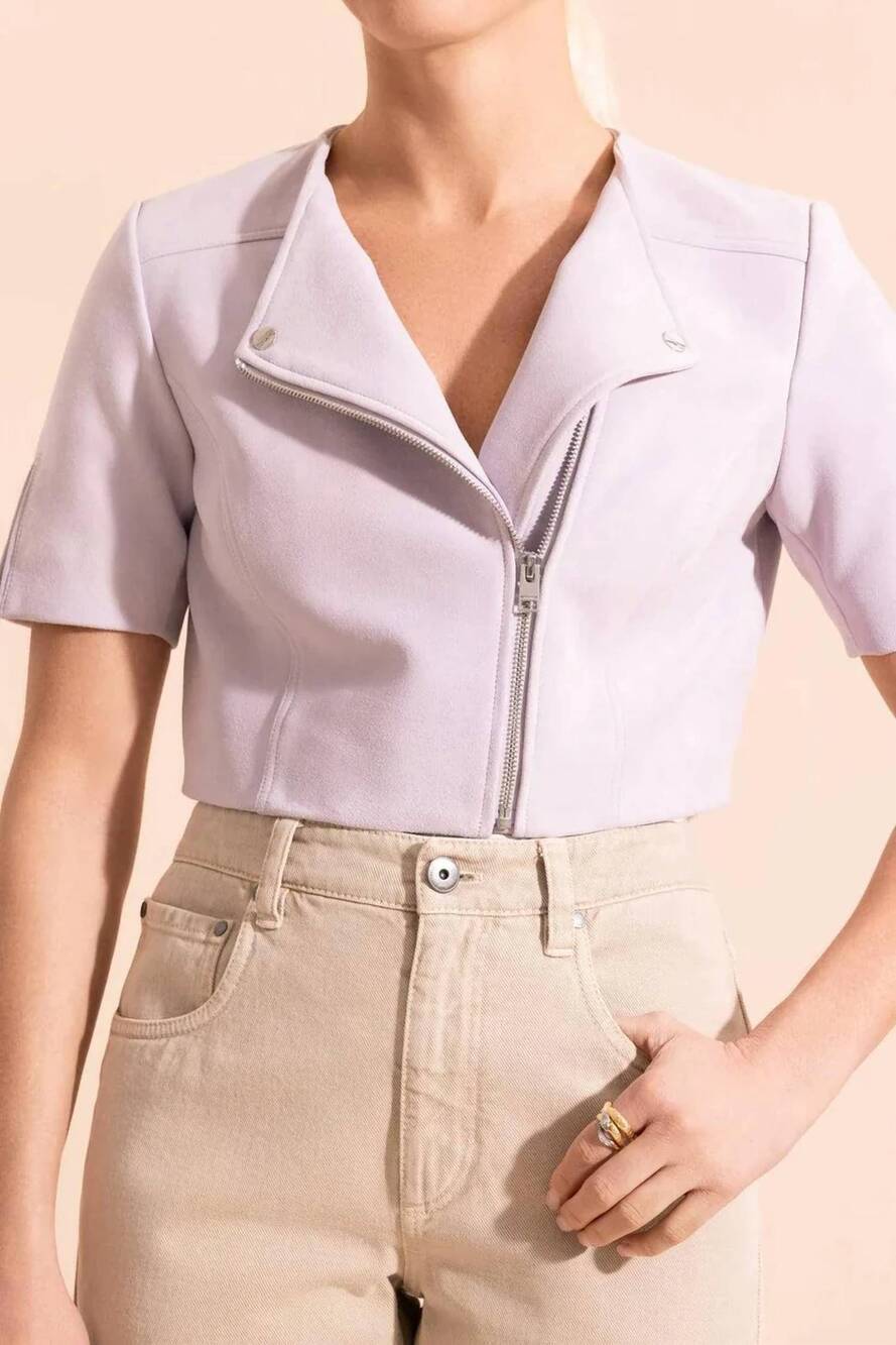 NEW LAMARQUE kirsi cropped biker jacket in lilac